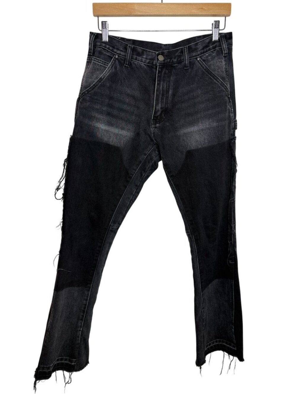 MNML Mens 29 Black Patchwork Distressed Jeans Y2K Streetwear Grunge